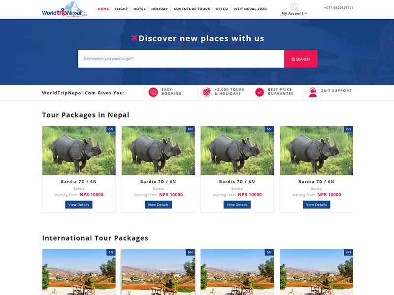 World Trip Nepal: Holiday Booking Website Design